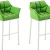 CLP Set of 2 bar stools Damaso faux leather with 4-foot frame white green (304024) Mobili bar