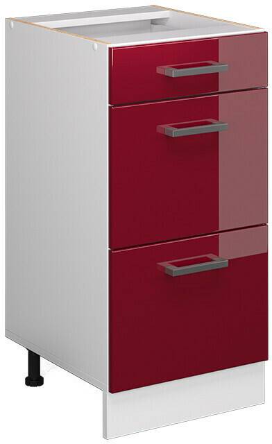 Mobili da cucina VICCO Drawer base cabinet R-Line 40 cm white/burgundy high gloss modern 3 drawers