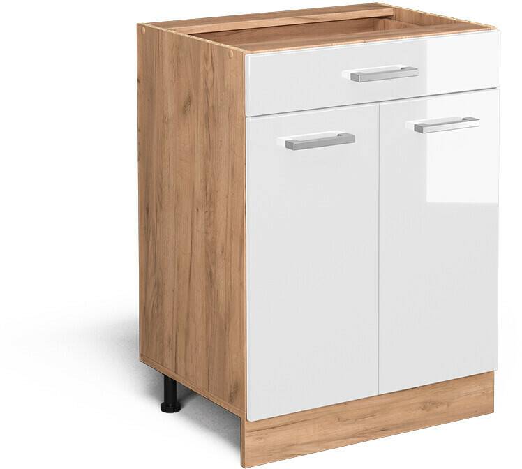 Mobili da cucina VICCO Drawer base cabinet R-Line 60 cm oak/white high gloss modern 1 drawer