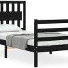 vidaXL Solid wood bed with headboard 90x200cm (3194300) Letti