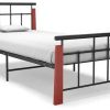 Letti vidaXL Bed frame metal and solid oak wood 90x200cm (324890)