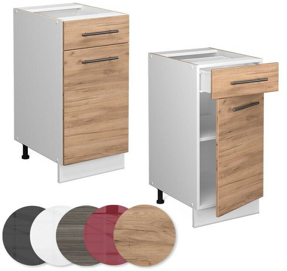 VICCO Drawer base cabinet Fame-Line 40 cm white/oak modern Mobili da cucina