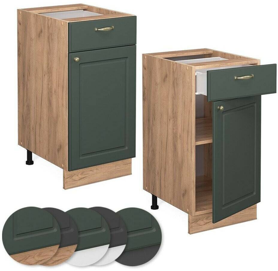 Mobili da cucina VICCO Drawer base cabinet Fame-Line 40 cm oak/green-gold country house