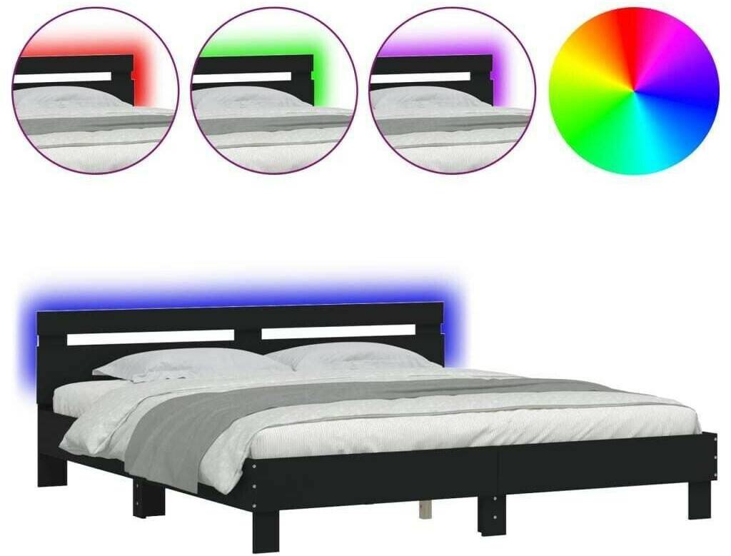 Letti vidaXL Bed frame with headboard LED lighting 160x200cm (3207533)