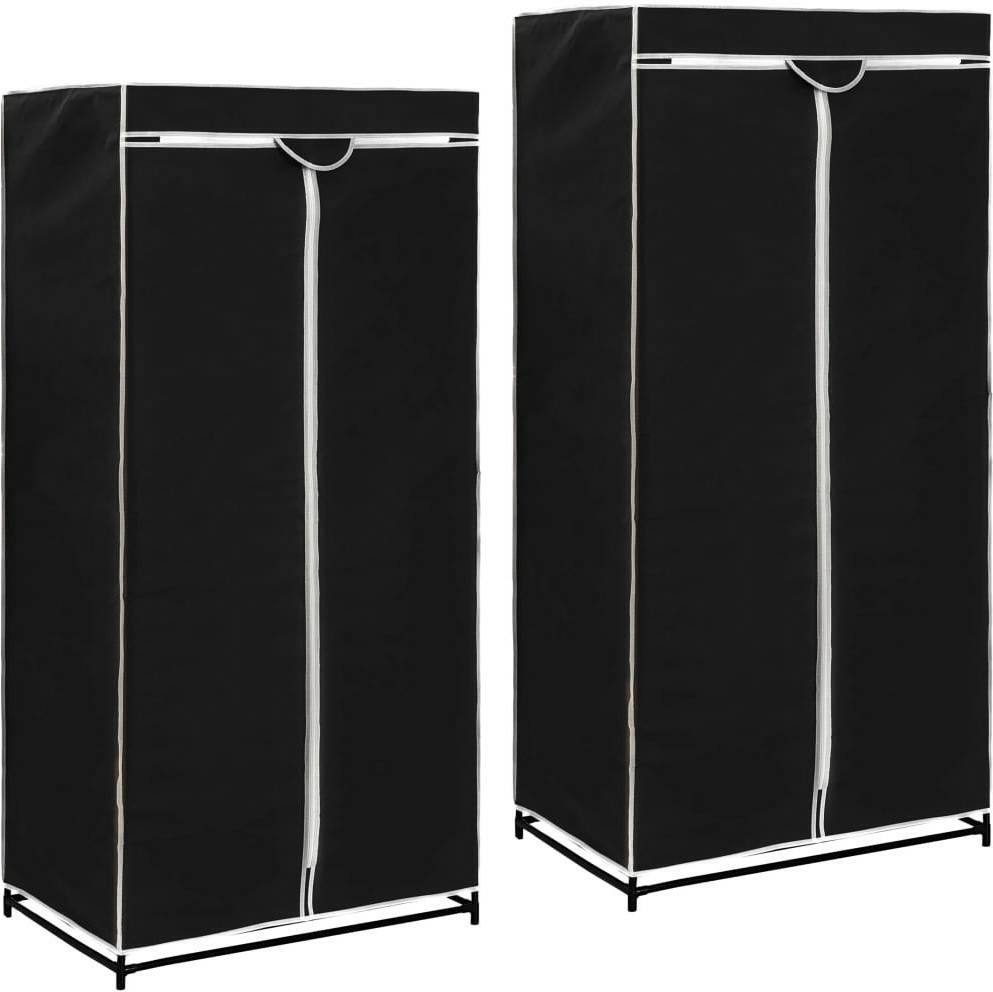 vidaXL Wardrobe Fabric Black 75 x 50 x 160 cm (2 pieces) Armadi guardaroba