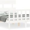 vidaXL Solid wood bed with headboard 120x200cm (3193267) Letti