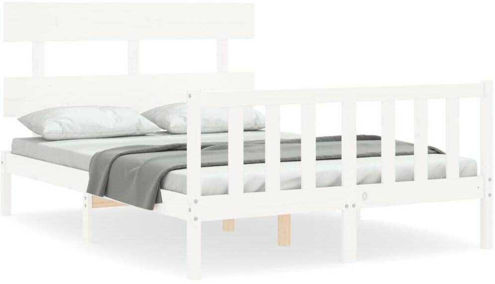 vidaXL Solid wood bed with headboard 120x200cm (3193267) Letti