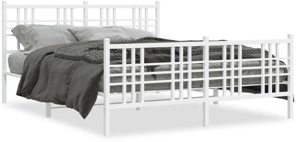 Letti vidaXL Bed frame with head and footboard metal 150x200cm (376393)