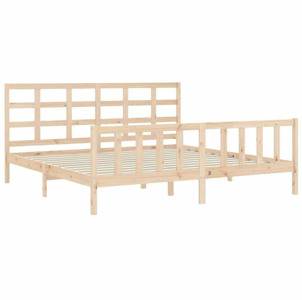 vidaXL Solid wood bed with headboard 180x200cm (3192116) Letti