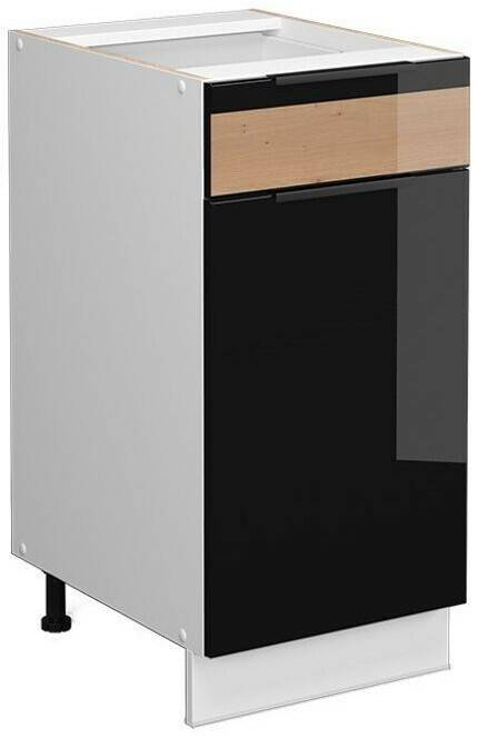 Livinity Fame-Line kitchen base cabinet, 40 cm without worktop, high-gloss black oak/white Mobili da cucina