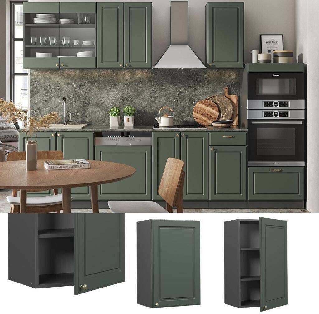 Livinity Fame-Line wall cabinet, 45 cm, green-gold country house/anthracite Mobili da cucina