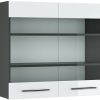 VICCO Glass wall cabinet Fame-Line 80 cm anthracite/white high gloss modern Mobili da cucina