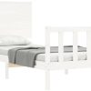 vidaXL Solid wood bed with headboard 100x200cm (3193392) Letti