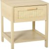 Comodini HomCom Night Stand in Rattan Light Wood