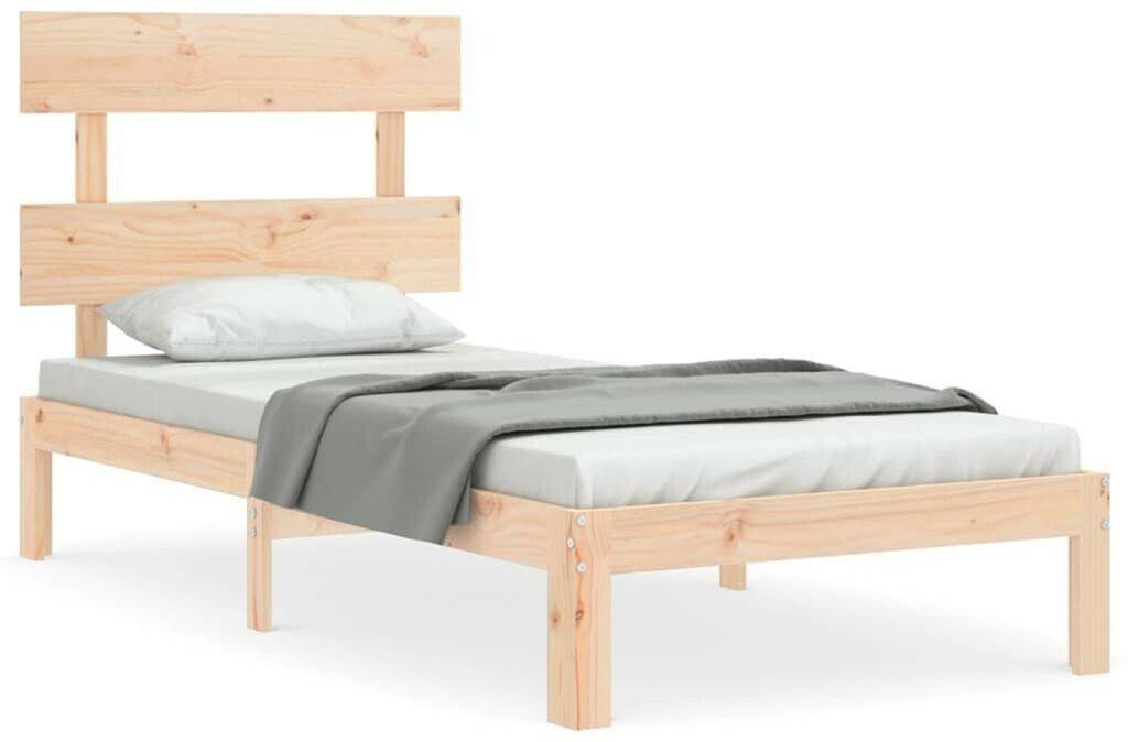 vidaXL Solid wood bed with headboard 90x200cm (3193516) Letti