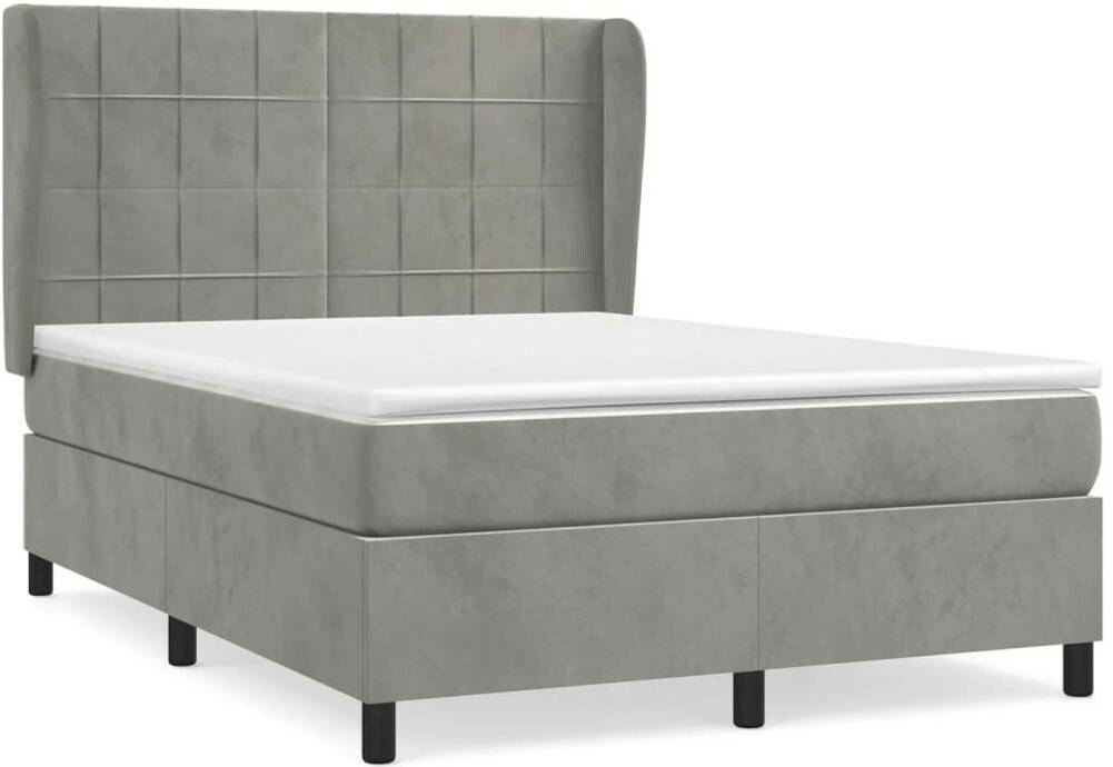 vidaXL Box spring bed with mattress 140x190cm velvet (3129207) Letti