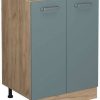 Mobili da cucina Livinity Kitchen base cabinet R-Line, 60 cm without worktop, blue-gray/Goldkraft oak