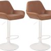 CLP Set of 2 bar stools Braga faux leather white light brown (320002) Mobili bar