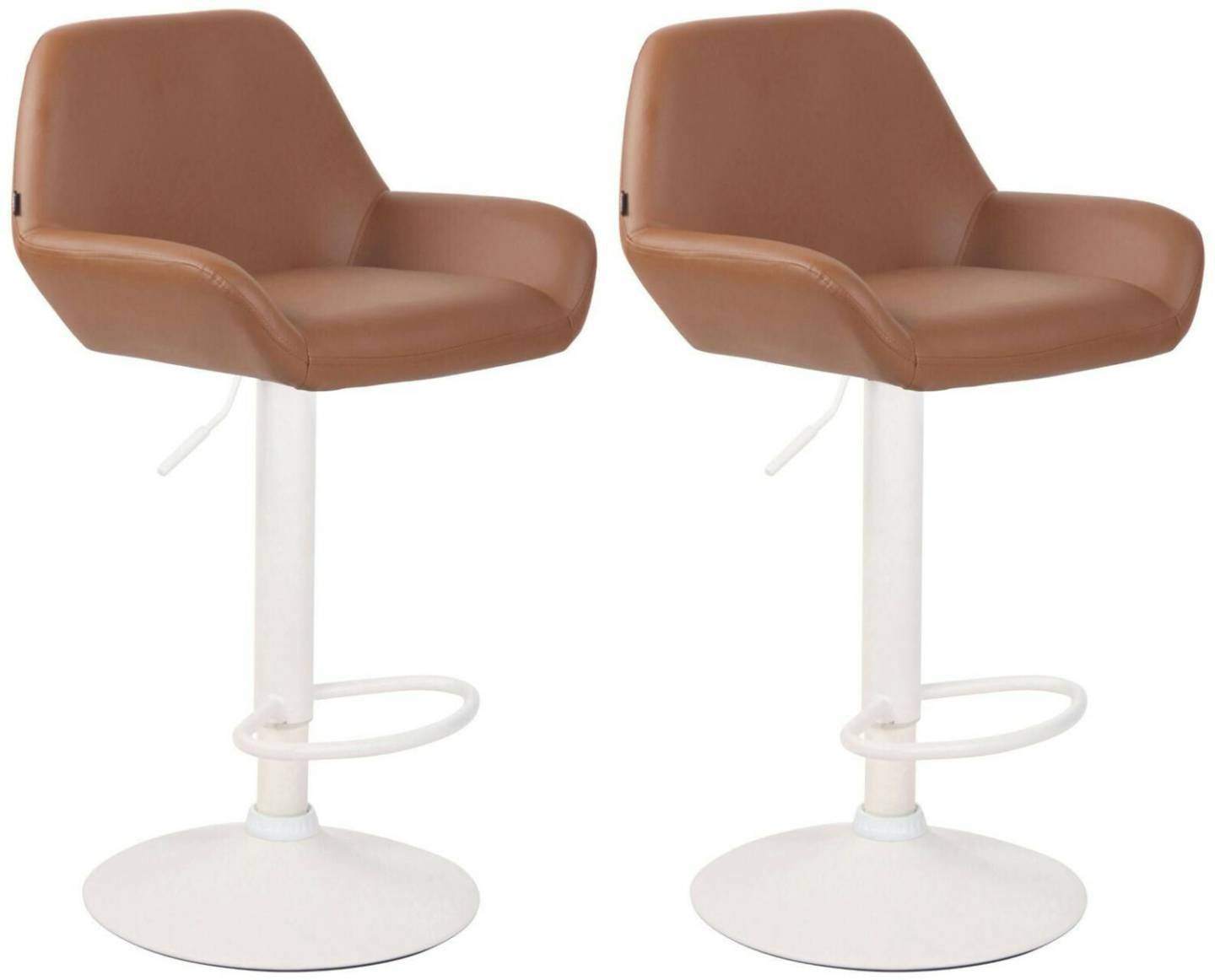 CLP Set of 2 bar stools Braga faux leather white light brown (320002) Mobili bar