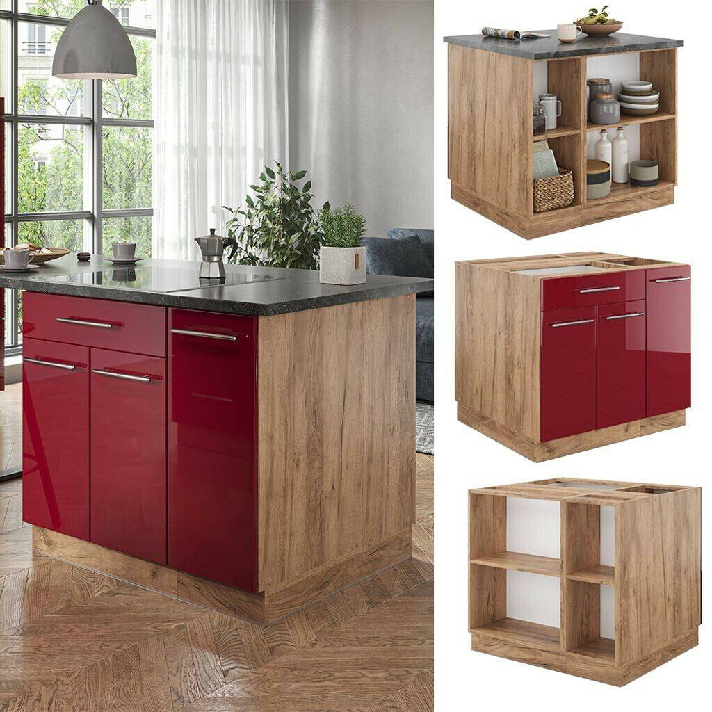 VICCO Fame-Line 90cm without worktopOak bordeaux red Mobili da cucina