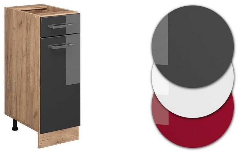 VICCO Drawer base cabinet R-Line 30 cm oak/anthracite high gloss modern Mobili da cucina