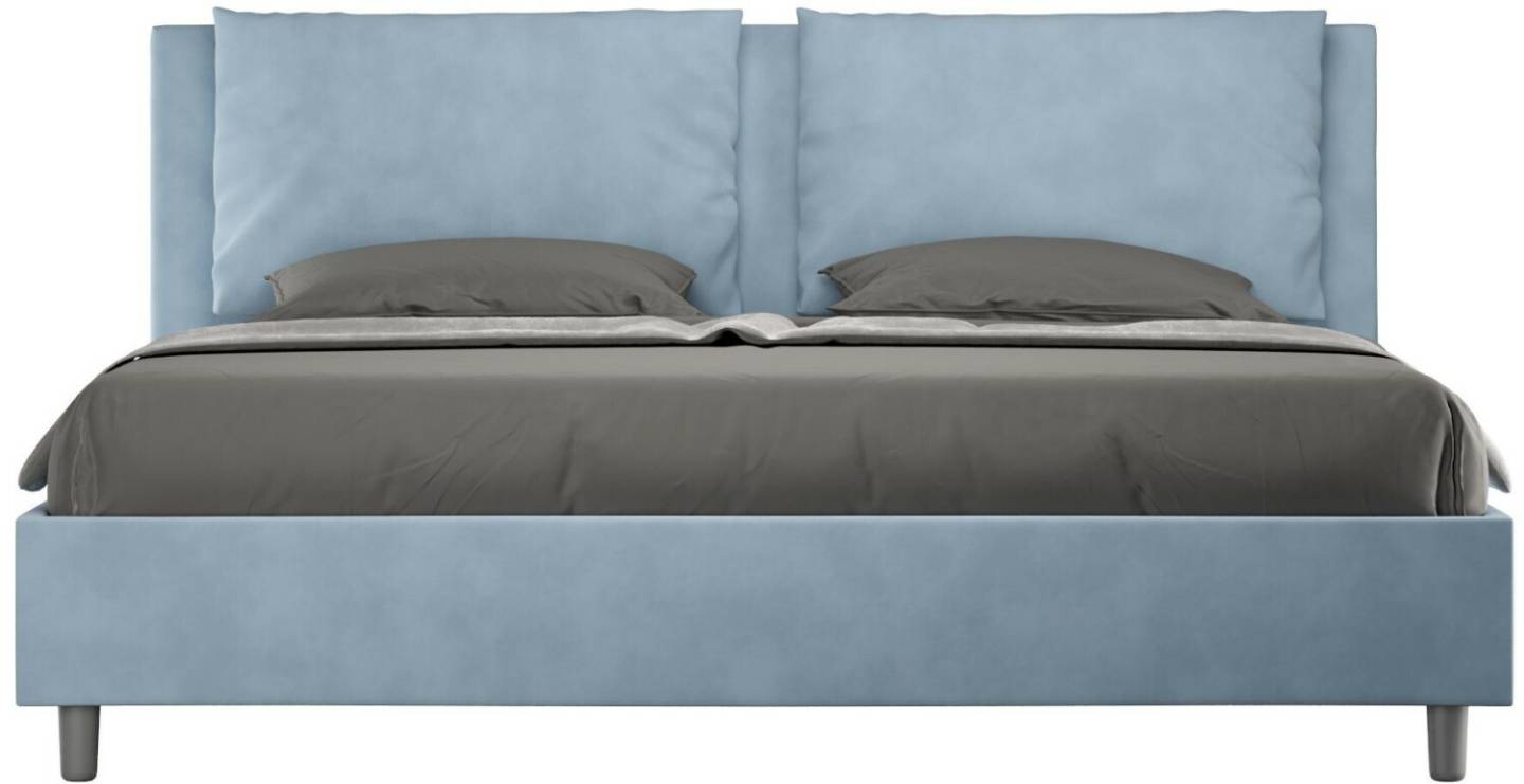 ITYhome Letto senza rete imbottito 200x200 microfibra azzurro Appia - blu Legno lavorato VE2020APPI033-SR Letti