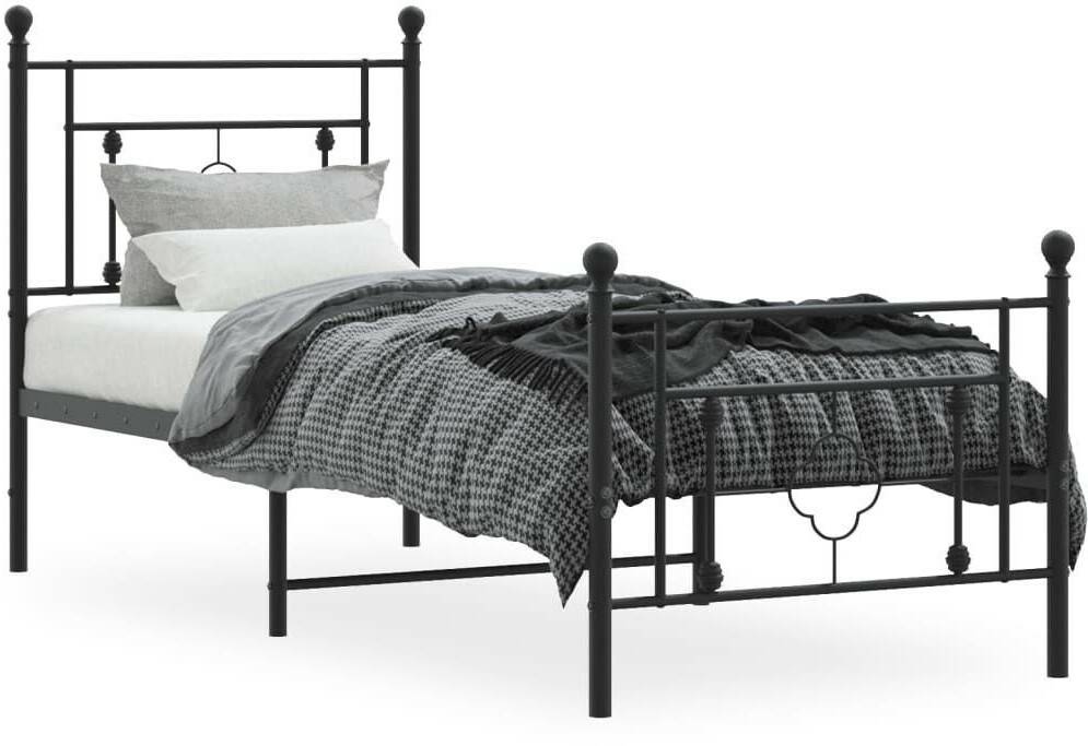 Letti vidaXL Bed frame with head and footboard metal 75x190cm (374347)