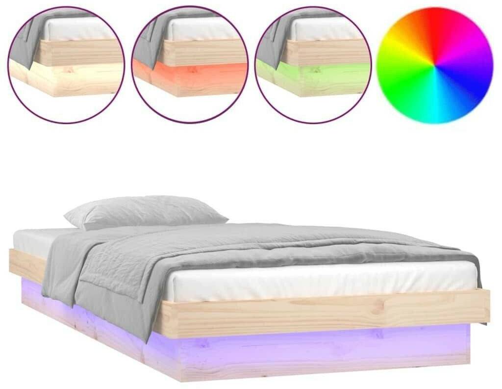 Letti vidaXL Solid wood bed with LED lighting 100x200cm (819962)