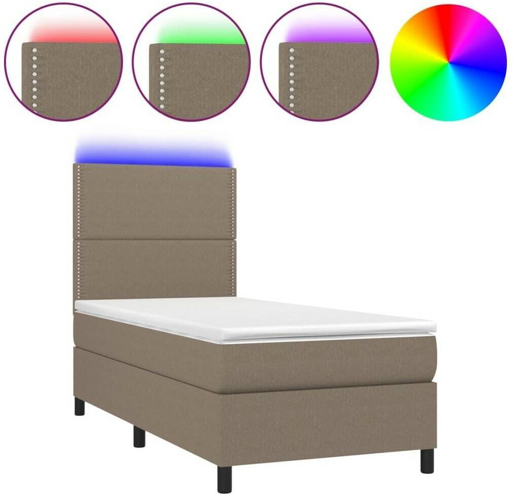 Letti vidaXL Box spring bed with mattress & LED 80x200cm fabric (3134753)