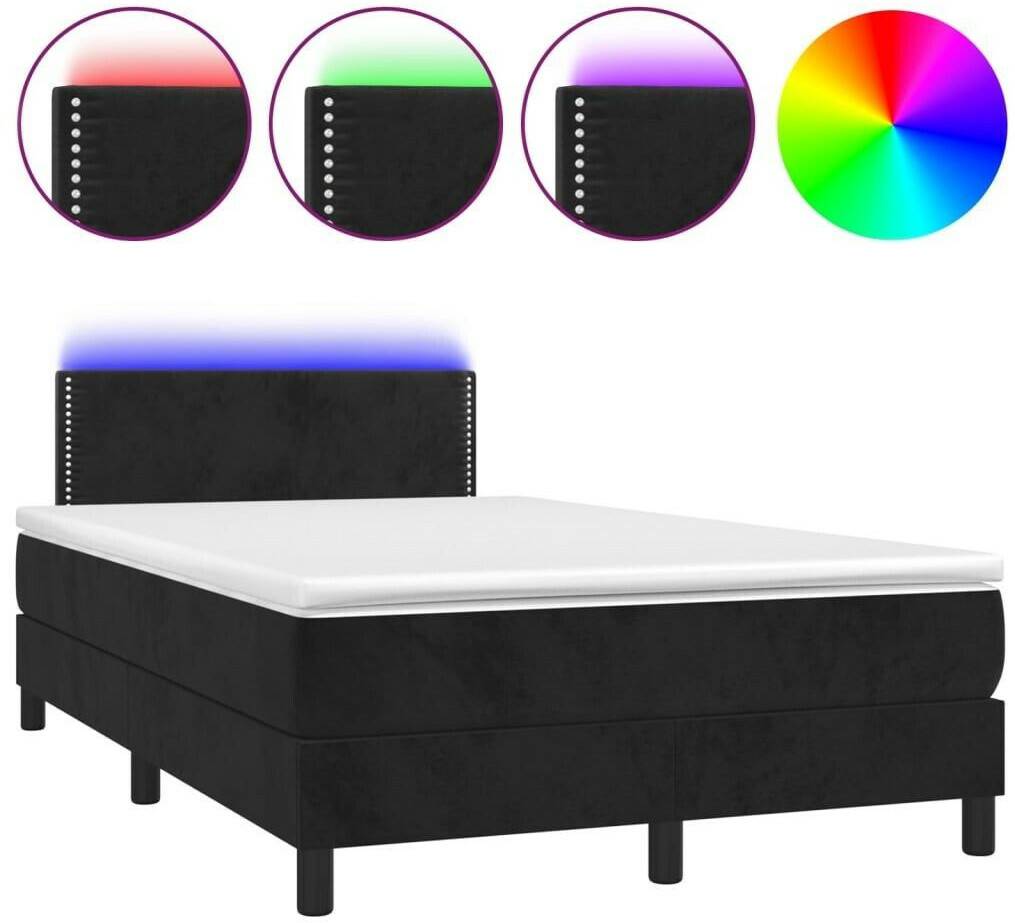 Letti vidaXL Box spring bed with mattress & LED 120x200cm velvet (3134335)