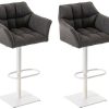 CLP Set of 2 bar stools Damaso fabric white titanium gray (314963) Mobili bar