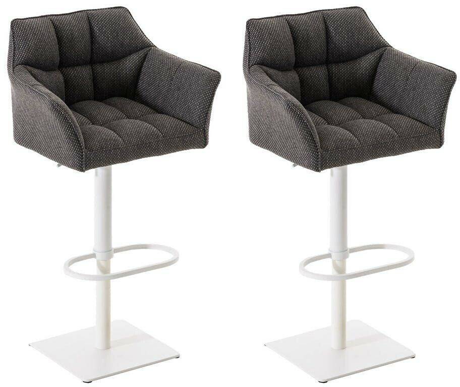 CLP Set of 2 bar stools Damaso fabric white titanium gray (314963) Mobili bar