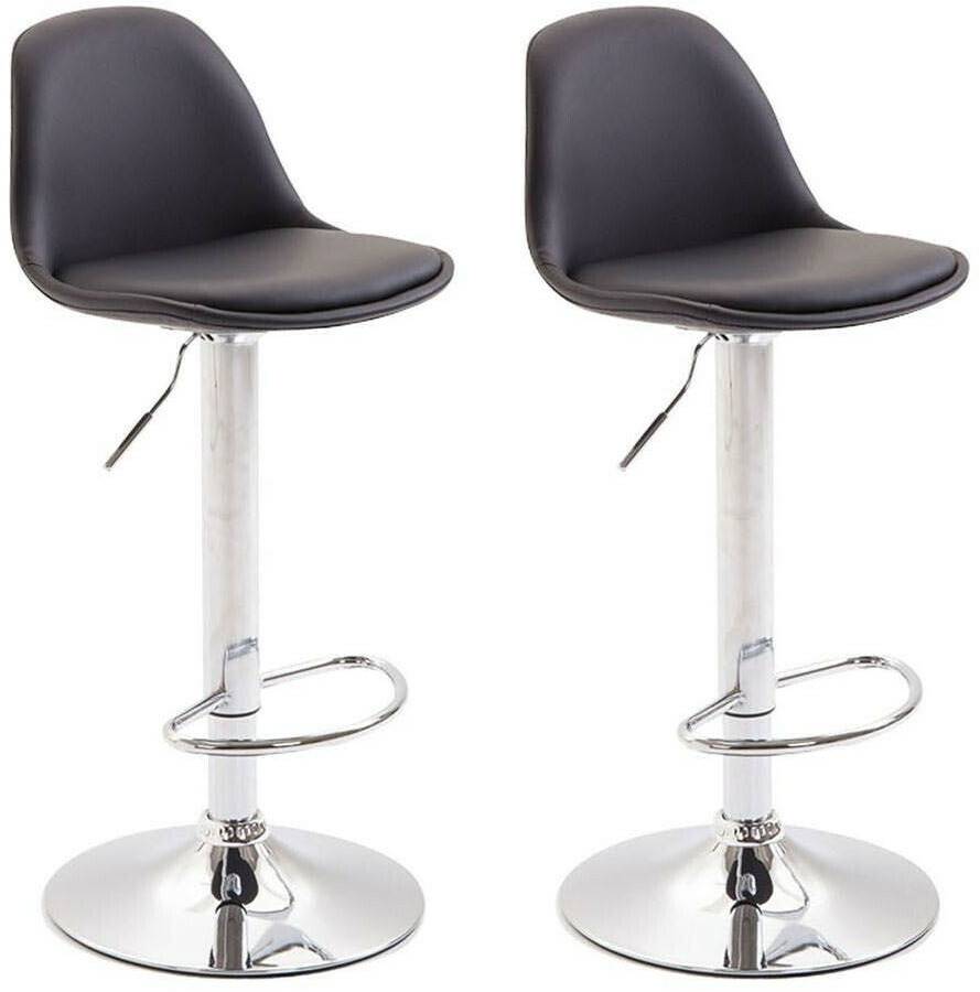 Mobili bar CLP Set of 2 bar stools Kiel fully upholstered faux leather chrome black (304562)