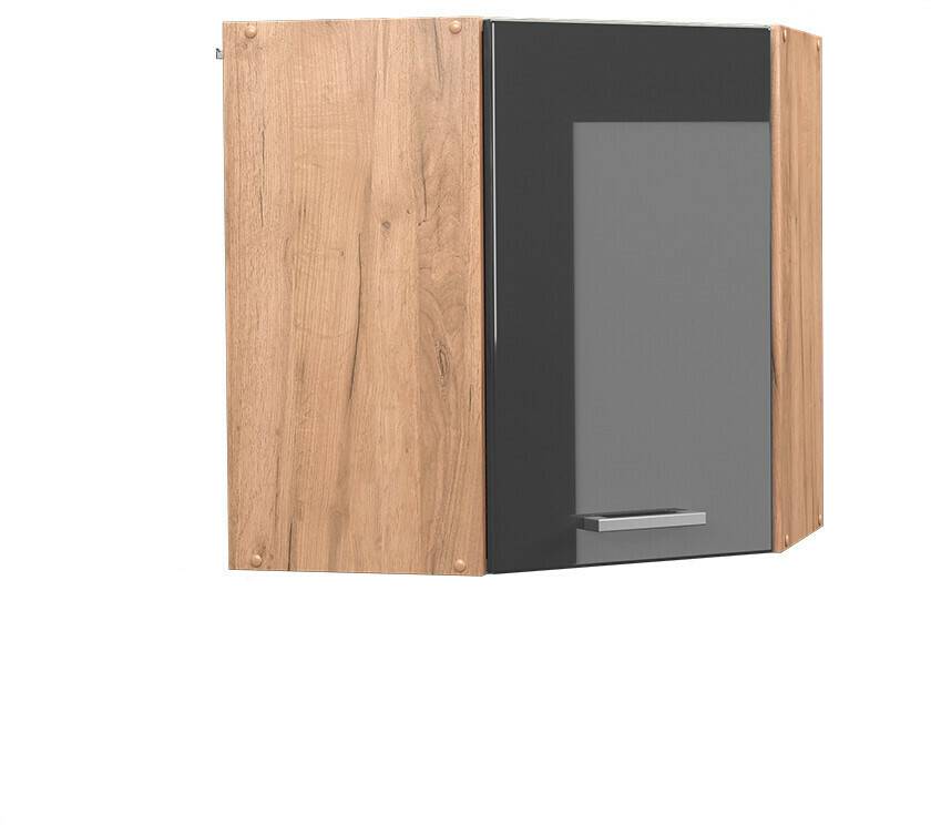 VICCO Corner wall cabinet R-Line 57 cm oak/anthracite high gloss modern Mobili da cucina