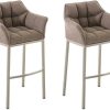 CLP Set of 2 bar stools Damaso fabric with 4-foot frame stainless steel terra brown (304151) Mobili bar