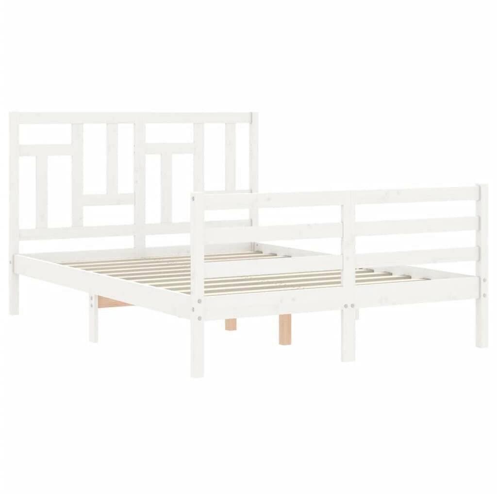 vidaXL Solid wood bed with headboard 140x190cm (3194942) Letti