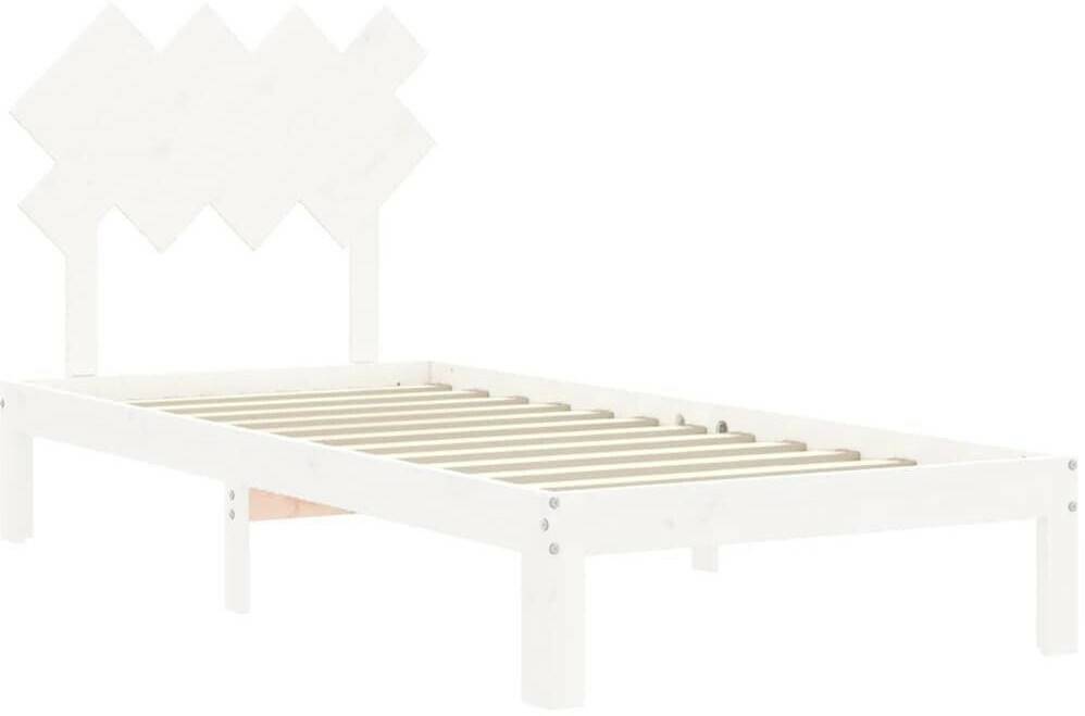 vidaXL Solid wood bed with headboard 90x200cm (3193712) Letti