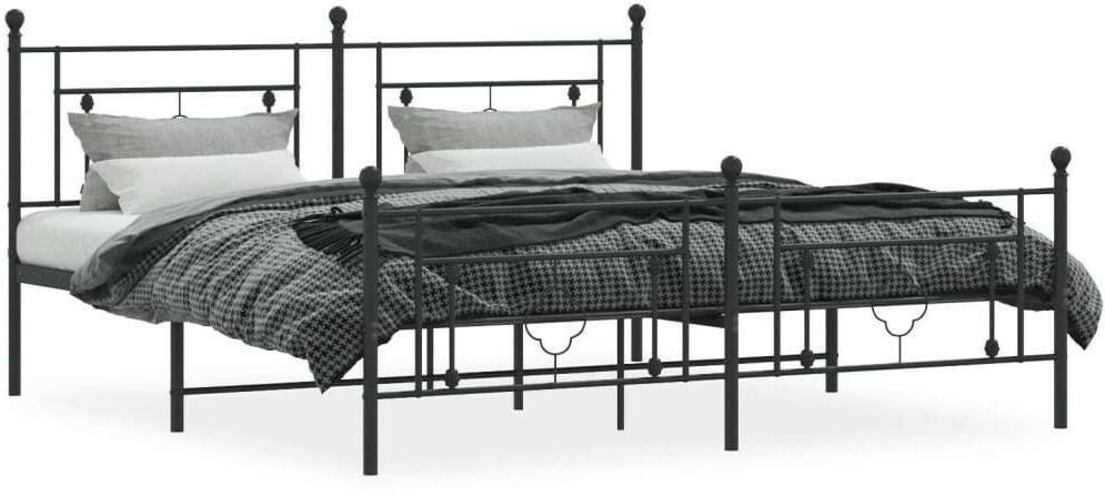 vidaXL Bed frame with head and footboard metal 183x213cm (374362) Letti