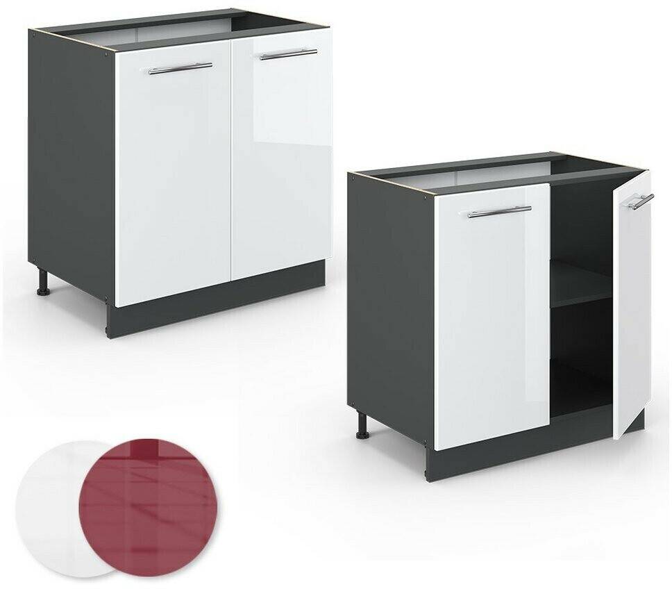 VICCO Base cabinet Fame-Line 80 cm anthracite/white high gloss modern Mobili da cucina