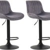 CLP Set of 2 bar stools Lentini velvet black dark gray (320596) Mobili bar