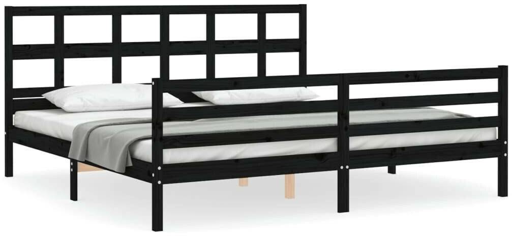 vidaXL Solid wood bed with headboard 200x200cm (3194855) Letti