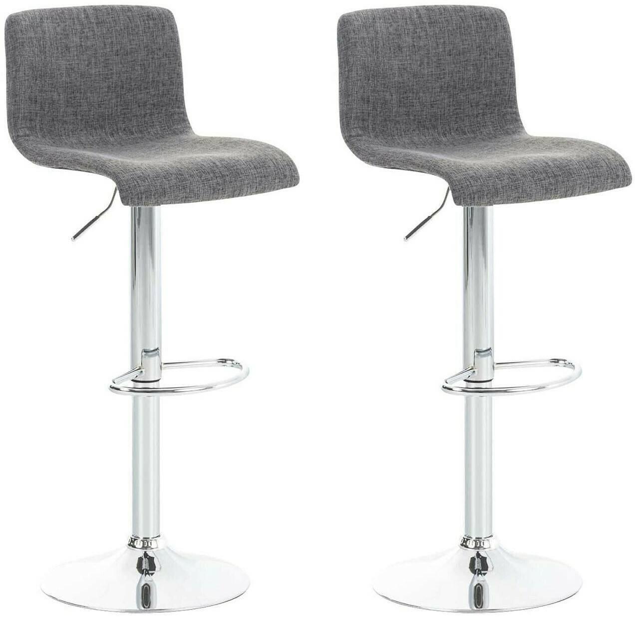 CLP Set of 2 bar stools Hover fabric chrome light gray (306742) Mobili bar