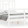 vidaXL Solid wood bed with headboard 140x190cm (3194942) Letti