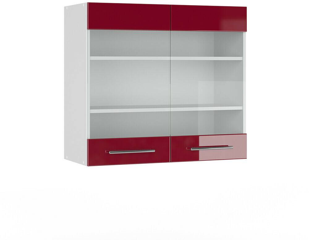 Mobili da cucina VICCO Glass wall cabinet Fame-Line 80 cm white/burgundy high gloss modern