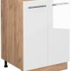 Livinity Fame-Line kitchen base cabinet, 60 cm without worktop, white high gloss/Goldkraft oak Mobili da cucina