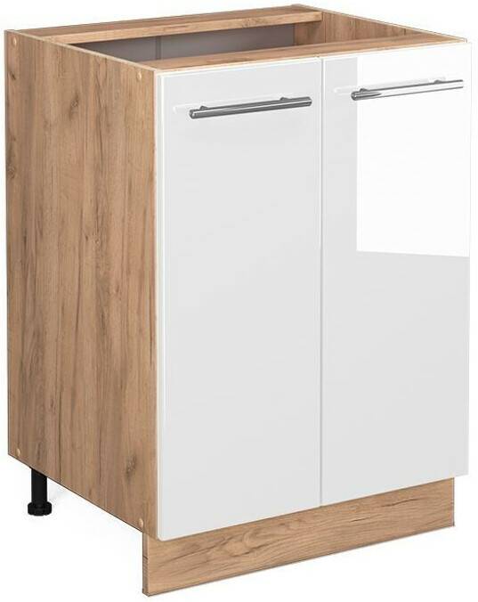 Livinity Fame-Line kitchen base cabinet, 60 cm without worktop, white high gloss/Goldkraft oak Mobili da cucina