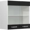 VICCO Wall cabinet R-Line 60 cm with glass doors black high gloss/white Mobili da cucina