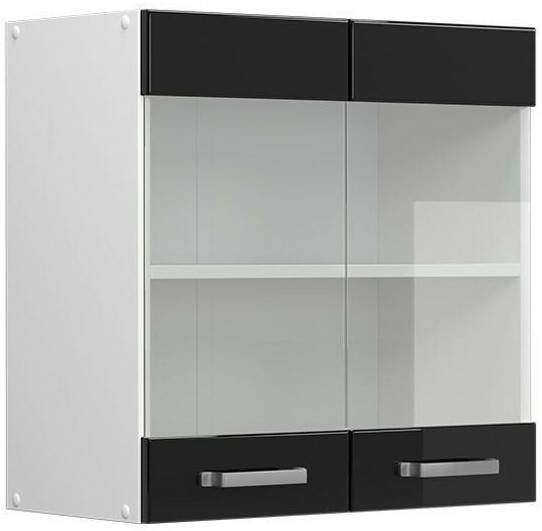 VICCO Wall cabinet R-Line 60 cm with glass doors black high gloss/white Mobili da cucina