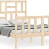 vidaXL Solid wood bed with headboard 120x200cm (3193071) Letti