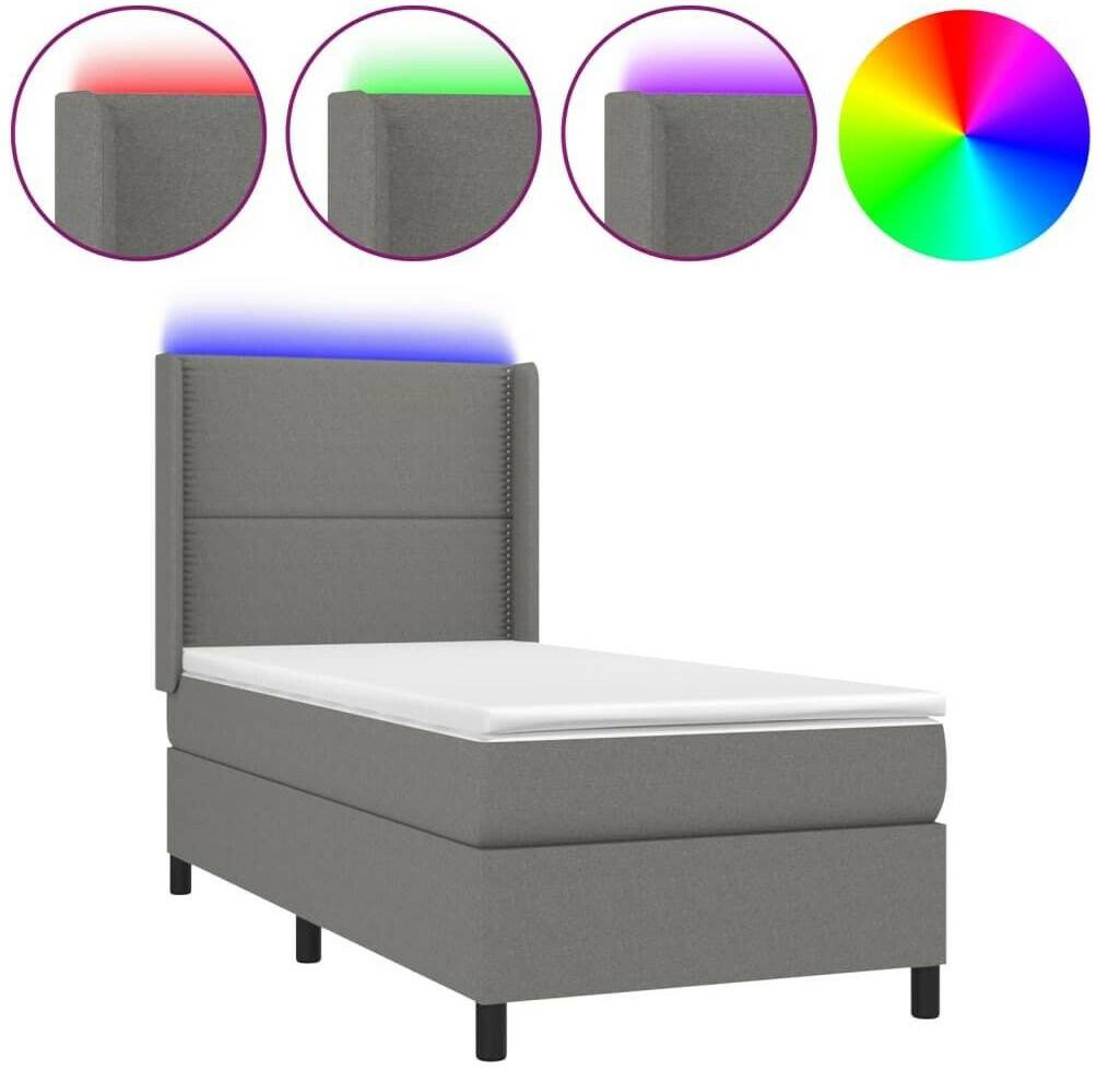 Letti vidaXL Box spring bed with mattress & LED 100x200cm fabric (3138214)